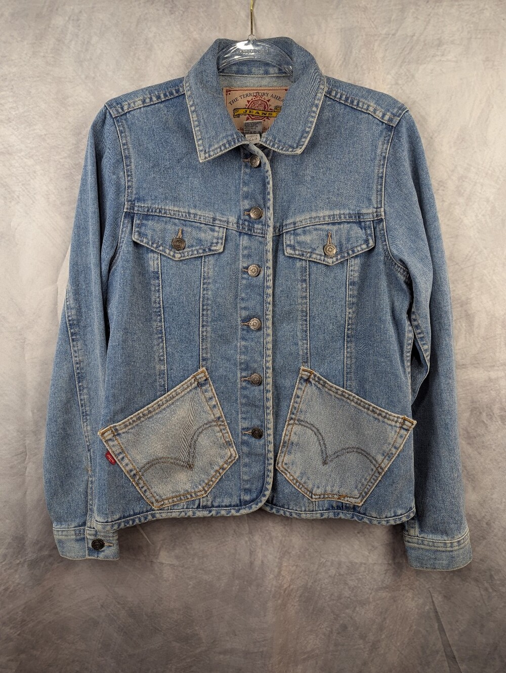 Reworked Territory Ahead Levi's Pocket Denim Jacket Custom Upcycled Medium